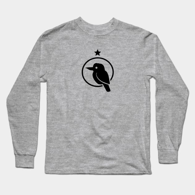 Stylized silhouette of Kookaburra in black ink Long Sleeve T-Shirt by croquis design